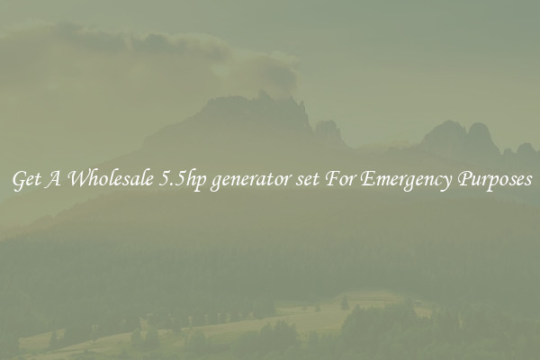 Get A Wholesale 5.5hp generator set For Emergency Purposes