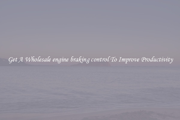 Get A Wholesale engine braking control To Improve Productivity