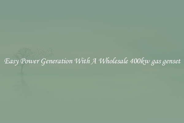 Easy Power Generation With A Wholesale 400kw gas genset